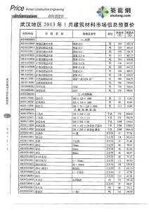武漢2013年1月建筑材料市場(chǎng)信息預(yù)算價(jià)
