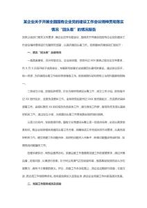 某企业关于开展全国国有企业党的建设工作会议精神贯彻落实情况报告