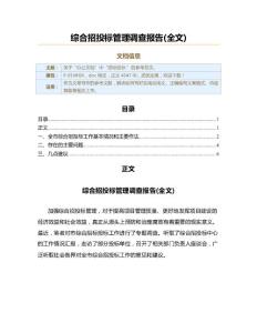 綜合招投標管理調查報告全文