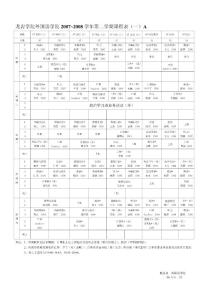 龍巖學院外國語學院2007~2008學年第二學期課程表(一)A