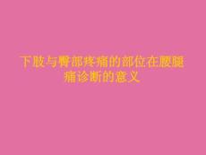 大腿与臀部疼痛的方位在腰腿痛诊断中的意义ppt课件