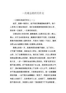 一次難忘的經歷作文
