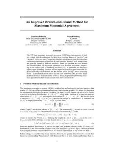 An Improved Branch-and-Bound Method for Maximum Monomial Agreement