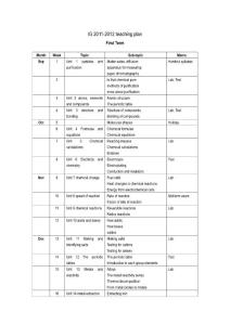 chemistry Teaching Plan 2011 - 2012