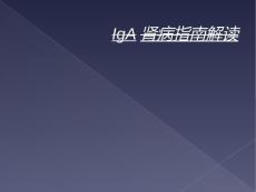 IgA肾病指南解读