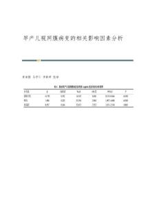 早产儿视网膜病变的相关影响因素分析
