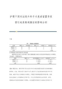 护理干预对泌尿外科手术患者留置导尿管引起尿路刺激征的影响分析