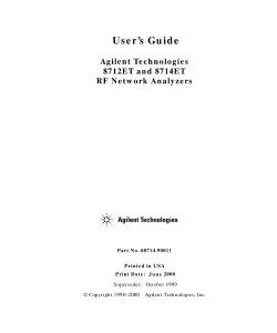 8712ET and 8714ET RF Network Analyzers User&acute;s Guide