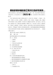 數碼多媒體播放器項目可行性研究報告