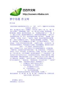 梦中奇遇  作文网-作文网 高中-四年级作文大全-中学生作文网