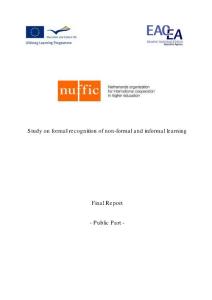 Study on formal recognition of non-formal and informal learning Final Report