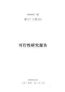 工廠新建項目可行性研究報告1