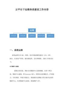 云平臺下的運維綜合體系建設工作內容