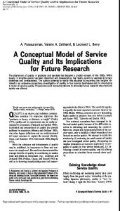 A conceptual Model of service quality and its implications for future research