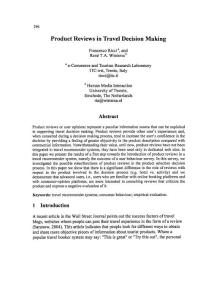 Product Reviews in Travel Decision Making