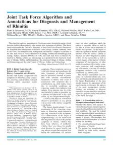 Joint Task Force Algorithm and Annotations for Diagnosis and Management of Rhinitis