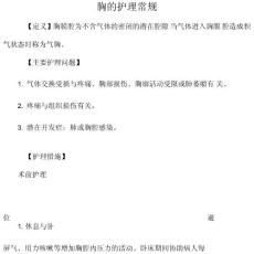 气胸护理常规