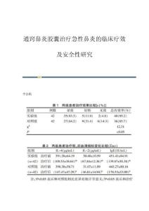通窍鼻炎胶囊治疗急性鼻炎的临床疗效及安全性研究