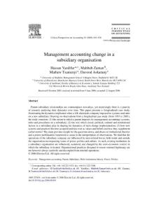 Management Accounting Change in a Subsidiary Organisation