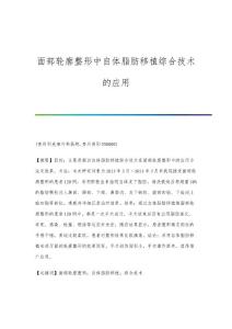 面部轮廓整形中自体脂肪移植综合技术的应用