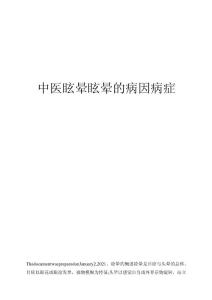 中医眩晕眩晕的病因病症