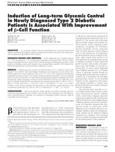 Induction of Long-term Glycemic Control in Newly Diagnosed Type 2 Diabetic Patients Is Associated With Improvement of beta-cell function