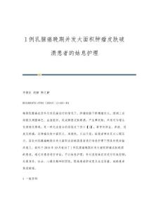 1例乳腺癌晚期并发大面积肿瘤皮肤破溃患者的姑息护理