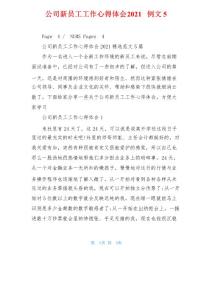 公司新員工工作心得體會2021例文5