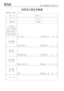 試用員工轉(zhuǎn)正考核表
