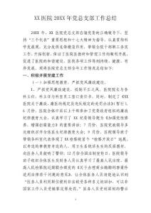 xx醫院20xx年黨總支部工作總結初稿
