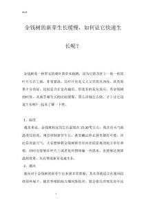金钱树的新芽生长缓慢，如何让它快速生长呢？
