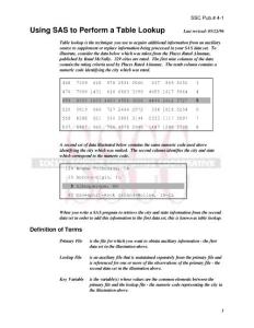 Using SAS to Perform a Table Lookup