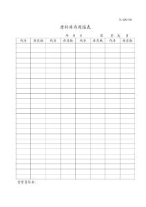 原料庫存周報表