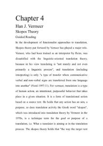 Chapter 4 Hans J. Vermeer Skopos Theory