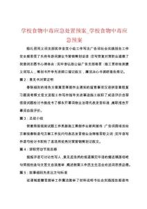 学校食物中毒应急处置预案_学校食物中毒应急预案