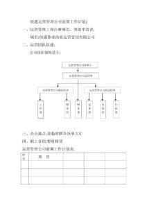 組建運營管理公司前期工作計劃