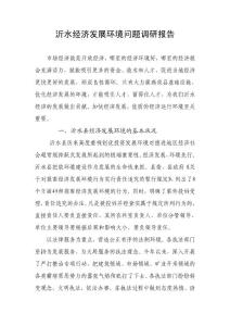 沂水經(jīng)濟發(fā)展環(huán)境問題調研報告