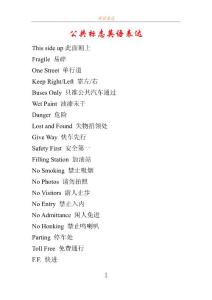 公共標志英語表達