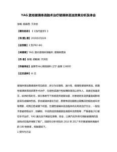 YAG激光玻璃体消融术治疗玻璃体混浊效果分析及体会