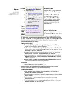 Sample Resume for an Administrative Assistant