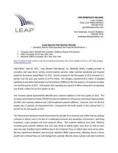 美國(guó)運(yùn)營(yíng)商LeapWireless 2012年第一季度財(cái)報(bào)