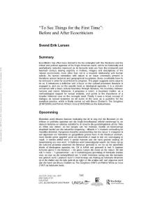 生态文学批评论文：To See Things for the First Time