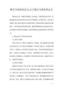 膝关节损伤的论文,关于踝关节损伤的论文