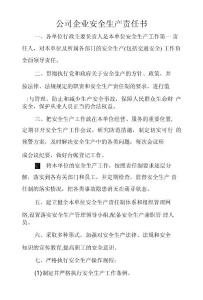 公司企業安全生產責任書