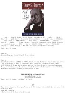 Harry.S..Truman.A.Life,.Robert.H..Ferrell,.University.of.Missouri.Press,.1994