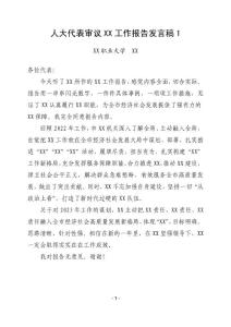 XX代表审议XX工作报告发言稿1