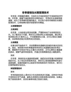 冬枣缓慢生长期管理技术