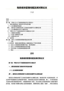 稅務績效管理問題及其對策范文