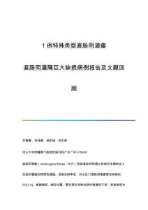 1例特殊类型直肠阴道瘘-直肠阴道隔巨大缺损病例报告及文献回顾