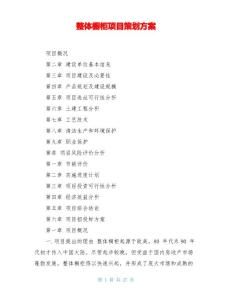 整體櫥柜項目策劃方案